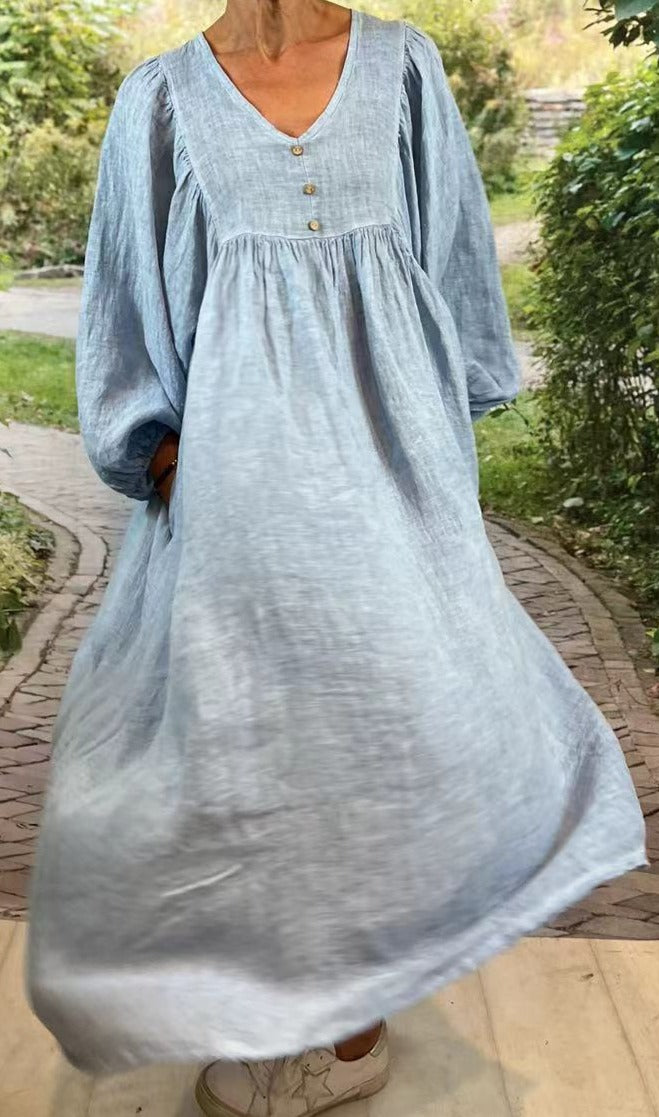 Linen Kaftan Button Dress