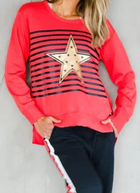 GOLD STARS STRIPE SWEAT