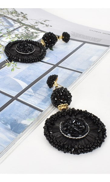 Raffia Bead Mix Drop Earrings