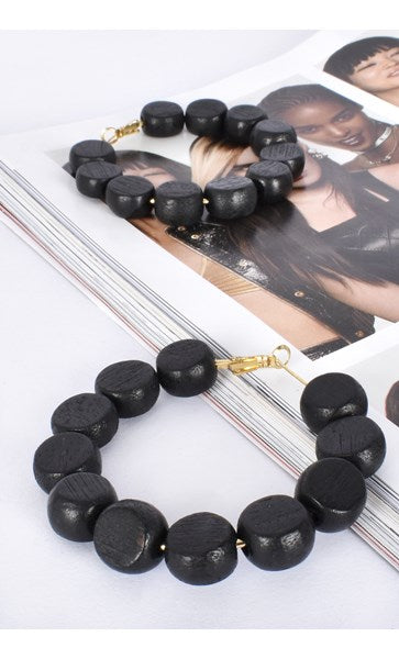 Smooth Timber Bead Hoop Earrings