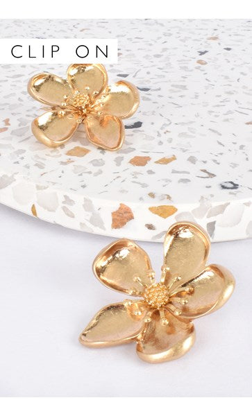 Flower Clip On Earrings