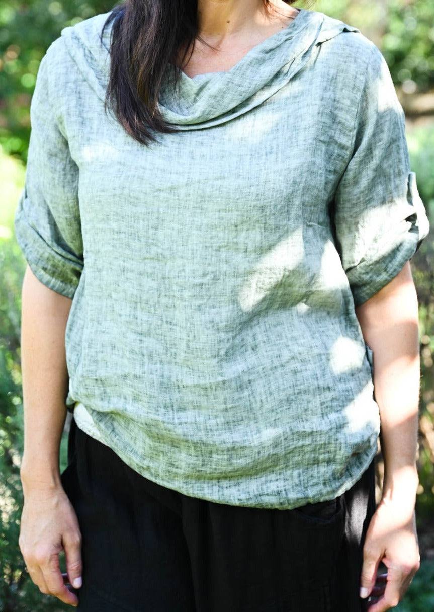 Hepburn 100% Linen 3/4 Sleeve Top