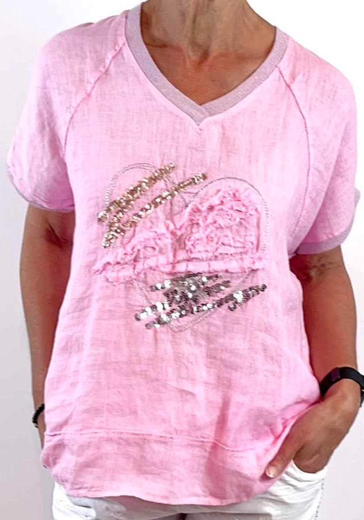 Sequin Heart Top (TEE1)
