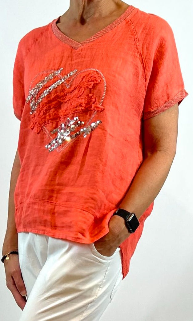 Sequin Heart Top (TEE1)