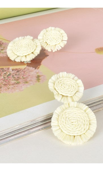 Mini Raffia Double Drop Earrings