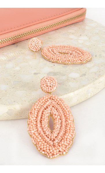 Scallop Edge Beaded Teardrop Earrings