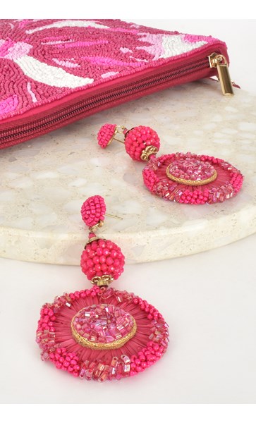 Raffia Bead Mix Drop Earrings