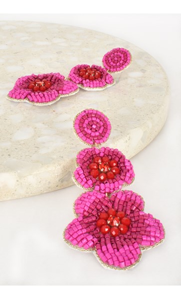 Beaded Floral Drop Earrings