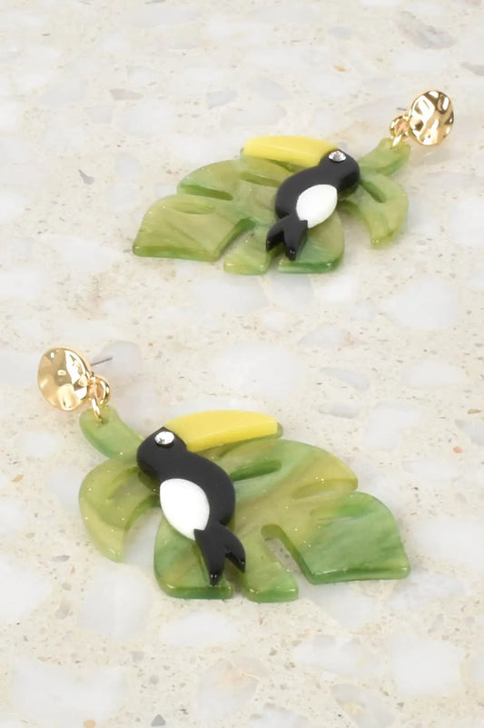 Tropical Toucan Resin Earrings