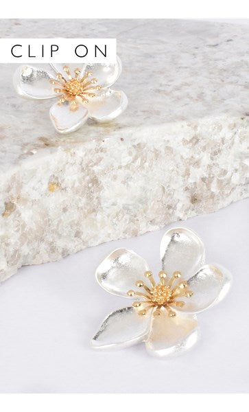 Flower Clip On Earrings