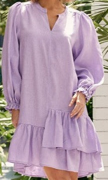 Bliss Long Sleeve Linen Dress