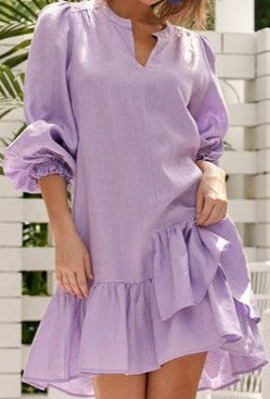 Bliss Long Sleeve Linen Dress