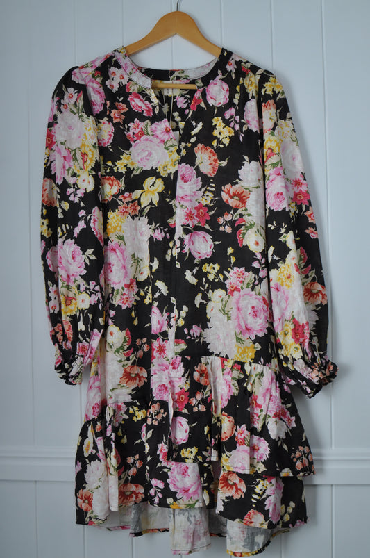 Bliss Long Sleeve Linen Floral Dress