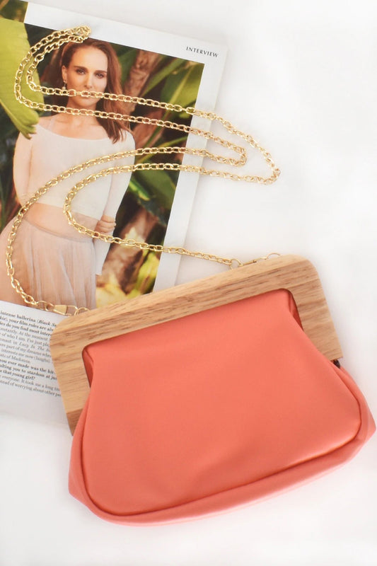 Vegan Leather Timber Frame Clutch.
