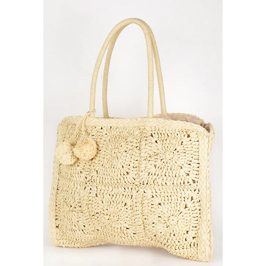 Patchwork Weave Tassel Tote